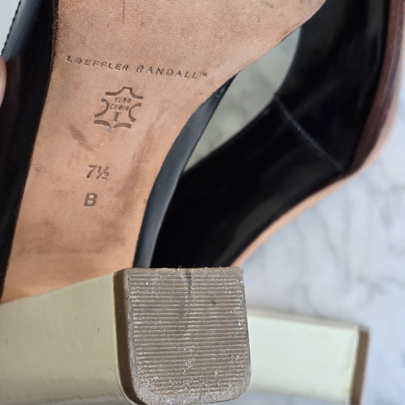 LOEFFLER RANDALL Leather Remy Block Heel Pump in Black & Cream Size 7.5 - Picture 13 of 13